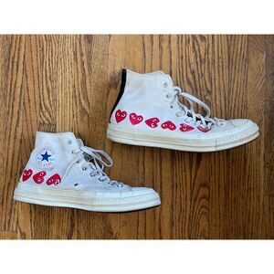 PLAY Comme Des Garcons x Converse White Hearts Sneakers Trainers  Mens Size 9